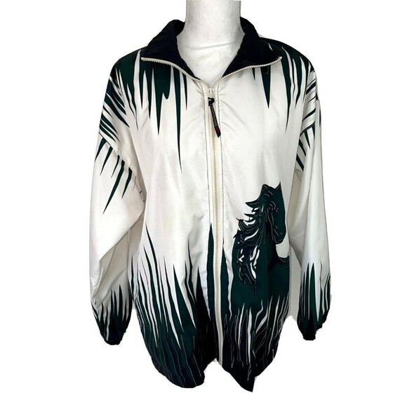 Coastlines Fashion For Canada Tracksuit Womens Medium M Horse Print Zip Front
